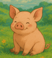 豚,かわいい,アニメーション,草原,動物