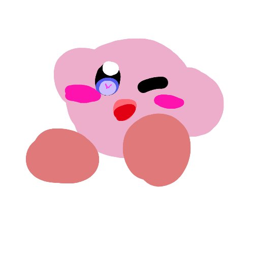 ピンクのキャラクター,丸い体,可愛い,シンプルなデザイン,カートゥーンスタイル