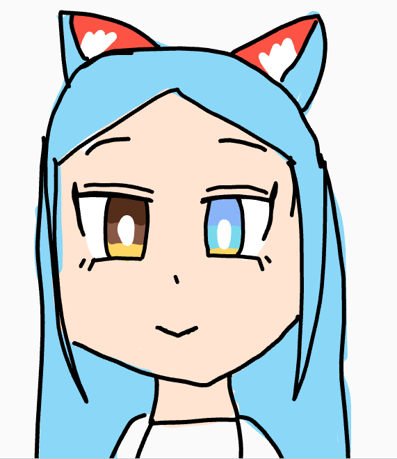 青髪,オッドアイ,猫耳,イラスト,女の子,アニメ風