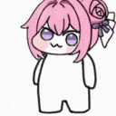 ピンク髪,アニメ風,キャラクター,薔薇,リボン,紫目,かわいい,デフォルメ