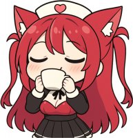 アニメ風,赤髪,猫耳,メイド服,ハート,紅茶,美少女,可愛い