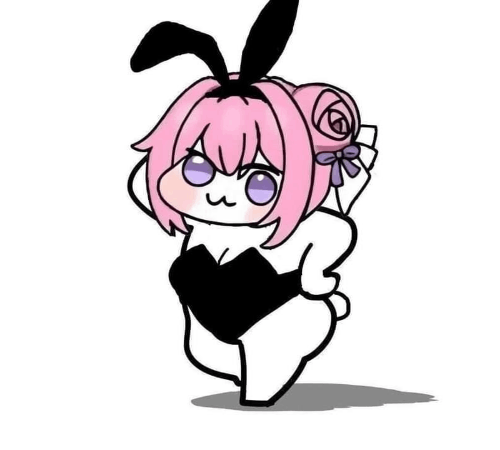 バニーガール,ピンク髪,ウサギ耳,紫目,二次元,可愛い,デフォルメ,コスプレ