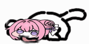 ピンク髪,女の子,イラスト,ぺちぺち,かわいい,アニメ風,動物風ポーズ