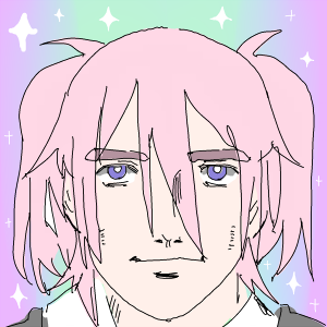 アニメ風,男性,ピンク髪,ツインテール,青い目,イラスト,アイコン,カラフル背景