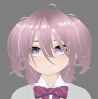 アニメ風,女の子,紫髪,ショートヘア,ツインテール,制服,リボン,微笑み