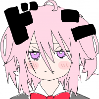 アニメ風,女の子,ピンク髪,紫目,ツンデレ,赤いリボン,ゲ二,手書きイラスト