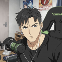 男性,ヘッドホン,黒髪,マイク,ゲーミングチェア,部屋,アニメ,ラッキースケベ,ポスター