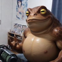 カエル,部屋,マイク,アニメポスター,フィギュア,椅子,巨大カエル,配信者,ぬいぐるみ