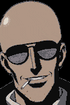 男性,サングラス,スキンヘッド,タバコ,アニメ風