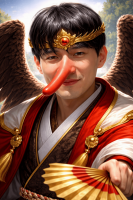 男性,天狗,仮装,扇子,羽,赤い鼻,日本神話