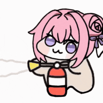 女の子,ピンク髪,イラスト,消火器,可愛い,リボン,マスコットキャラクター