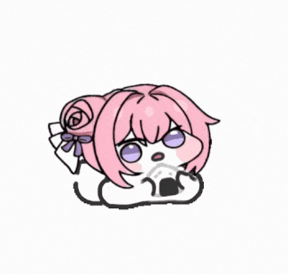アニメ風,ピンク髪,女の子,リボン,紫の目,デフォルメ,アイコン,かわいい,落ち込む