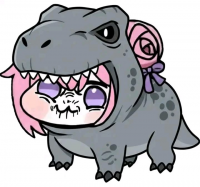 恐竜,サメ,着ぐるみ,ピンク髪,紫の花,かわいい,キャラクター