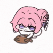 アニメ風,女の子,猫耳,ピンク髪,紫目,ぬいぐるみ,可愛い,ちびキャラ,イラスト