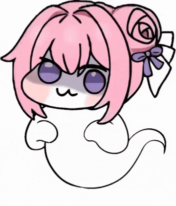 ゆるキャラ,ピンク髪,おばけ,アニメ風,リボン