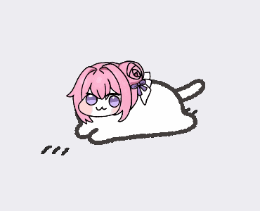 猫,ピンク髪,おだんごヘア,リボン,ゆるいイラスト,シンプル,かわいい