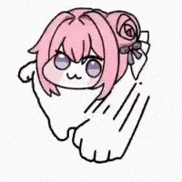 ピンク髪,紫目,ローズヘア,かわいい,デフォルメ,パンチ,アニメ風