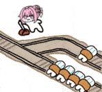 キャラクター,ピンク髪,レバー,分岐点,線路,トロッコ問題,シュミレーション,シンプルイラスト