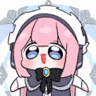 アニメ,ピンク髪,ヘッドホン,メイド,かわいい,デフォルメ,女の子,イラスト,GIF