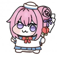 キャラクター,デフォルメ,ピンク髪,セーラー服,バラ,リボン,帽子,アニメ風