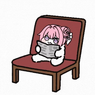 椅子,ピンク髪,猫耳キャラクター,新聞,ゆっくり