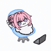 猫,ピンク髪,椅子,パソコン,アニメ風,可愛い