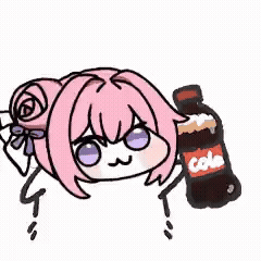 アニメキャラ,ピンク髪,ゆるキャラ,コーラ,ボトル,可愛い