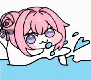ピンク髪,女の子,イラスト,デフォルメ,お風呂,水,ハート,アニメ風