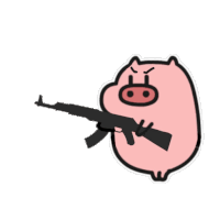 豚,動物,ピンク,銃,イラスト,シンプル