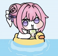 ピンク髪,女の子,浮き輪,アヒル,ジュース,かわいい,イラスト