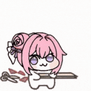 ピンク髪,ツインテール,猫耳,白い服,はさみ,包丁,キャラクター