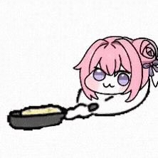 アイコン,アニメ風,ピンク髪,女の子,フライパン,料理,かわいい,ちびキャラ