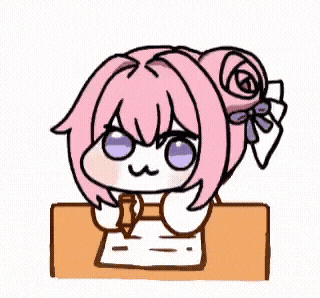 アニメ風,ピンク髪,机,お絵描き,デフォルメ,リボン