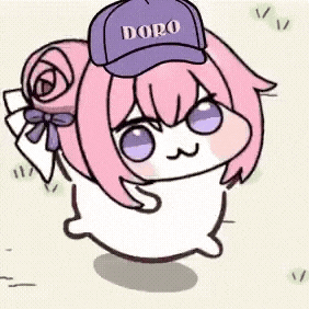 キャラクター,アニメ風,ピンク髪,帽子,DORO,ちびキャラ,かわいい