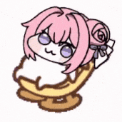 アイコン,ゆるキャラ,ピンク髪,かわいい,デフォルメ,座る,リボン