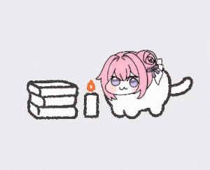 猫,アニメ風,ピンク髪,ロウソク,本,かわいい